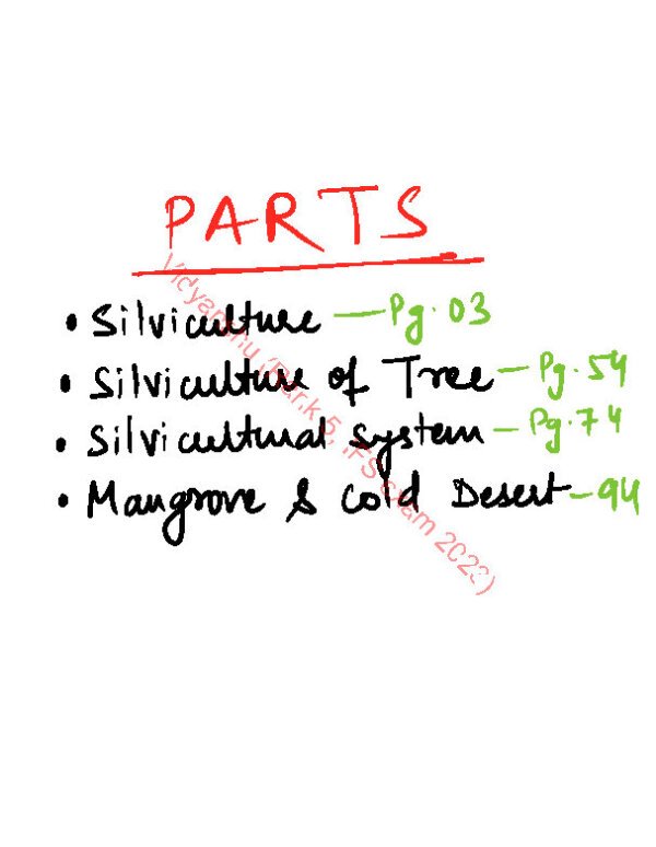 Forestry Notes Optional Class Notes ( Paper 1  & 2 [Part - A & B] ) By Vidyanshu Shekhar Jha Air - 05 2023) | English | B&W Booklet - 1 to 4 - Image 3