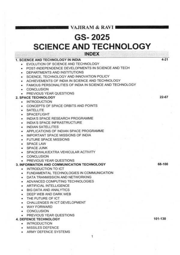 Vajiram & Ravi (General Studies ) Science And Technology   (Book -16) 2025 -26 | English | B&W| Yellow Book - Image 3