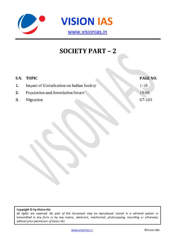 Vision IAS Classroom Study Material  Society (Part-1&2)  2024 | English | B&W - Image 3