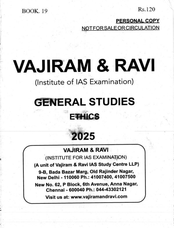 Vajiram & Ravi (General Studies ) Ethics (Book -19)2025-26| English | B&W| Yellow Book - Image 2