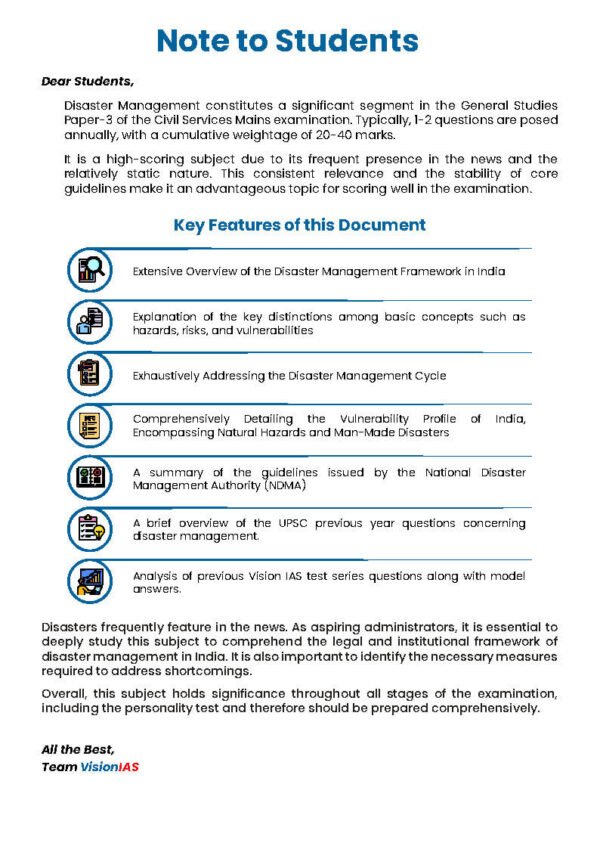 Vision IAS Disaster Management   ( Updated Value Addition Material ) 2024| English | B&W - Image 4