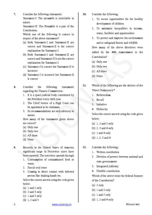Vision IAS GENERAL STUDIES [P]  ( Indian Polity & Constitution+ Current Affairs   ) Test - 1 (6310 ) 2026 | English | B&W - Image 2