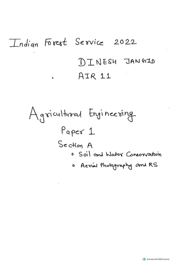 TOPPER'S NOTES  INDIAN  FORESR SERVICE ( Agricultural  Engineering Paper - I Section - A )  By Dinesh Jangid Rank - 11 UPSC 2022 | English | B&W - Image 4