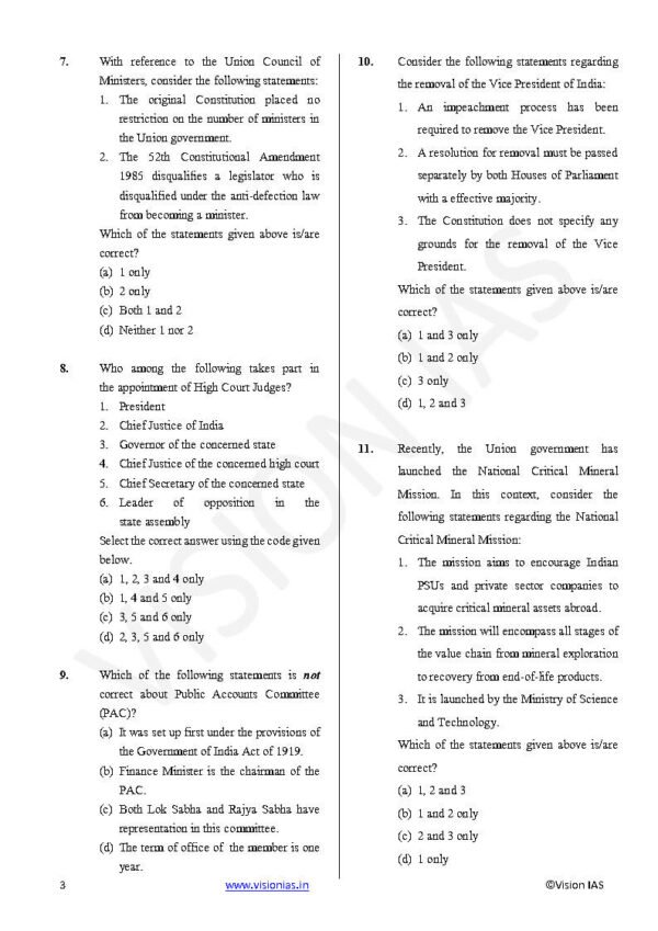 Vision IAS GENERAL STUDIES [P]  ( Working Of Indian Constitution + Current Affairs   ) Test -2 (6311 ) 2026 | English | B&W - Image 2