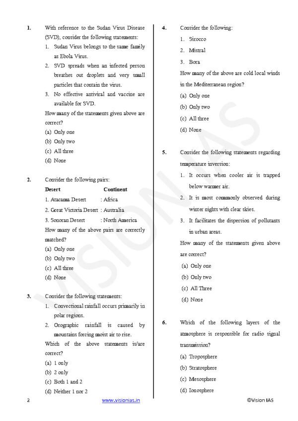 Vision IAS GENERAL STUDIES [P]  ( Geography -1 + Current Affairs   ) Test -3 (6312 ) 2026 | English | B&W - Image 4