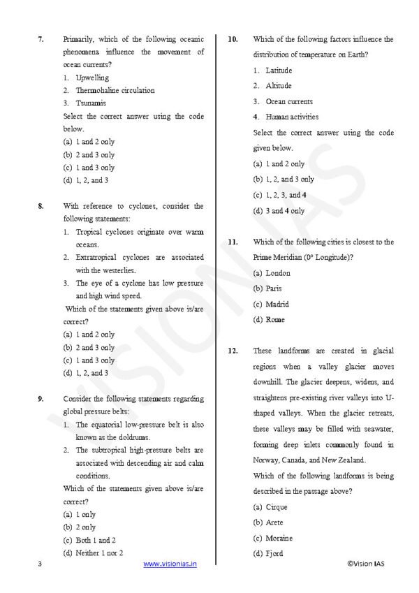 Vision IAS GENERAL STUDIES [P]  ( Geography -1 + Current Affairs   ) Test -3 (6312 ) 2026 | English | B&W - Image 2