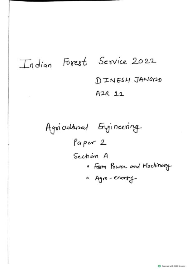 TOPPER'S NOTES  INDIAN  FORESR SERVICE ( Agricultural  Engineering Paper - I Section -  B )  By Dinesh Jangid Rank - 11 UPSC 2022 | English | B&W - Image 4