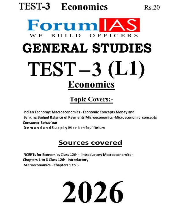 FORUM IAS GENERAL STUDIES (Economics  ) Test -3 ( L-1 ) 2026 | English | B&W - Image 4