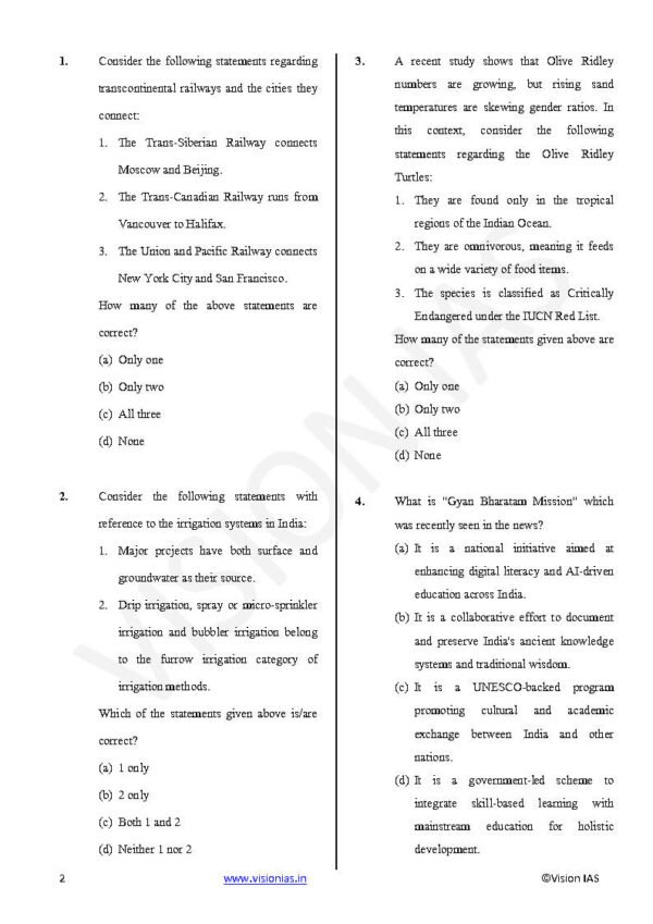 Vision IAS GENERAL STUDIES [P]  ( Geography -II + Current Affairs   ) Test -4 (6313 ) 2026 | English | B&W - Image 3
