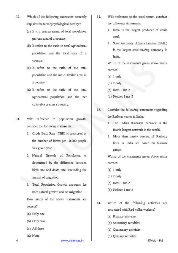 Vision IAS GENERAL STUDIES [P]  ( Geography -II + Current Affairs   ) Test -4 (6313 ) 2026 | English | B&W - Image 2
