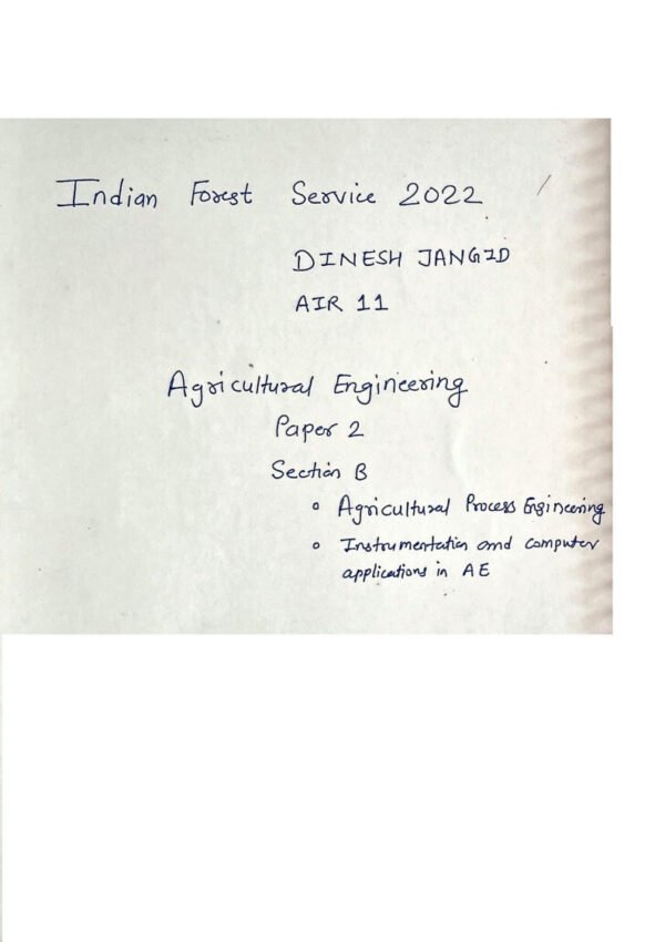TOPPER'S NOTES  INDIAN  FORESR SERVICE ( Agricultural  Engineering Paper - II Section -  B )  By Dinesh Jangid Rank - 11 UPSC 2022 | English | B&W - Image 3