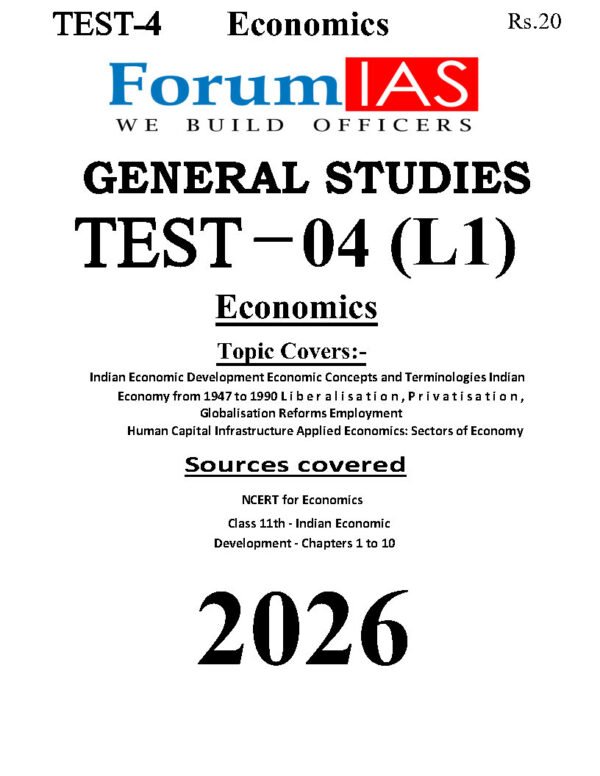 FORUM IAS GENERAL STUDIES (Economics  ) Test -4 ( L-1 ) 2026 | English | B&W - Image 4