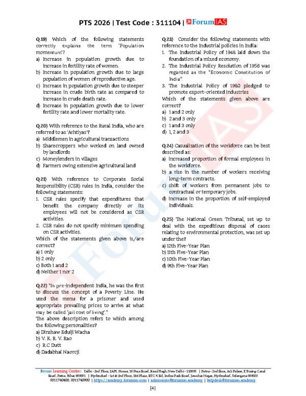 FORUM IAS GENERAL STUDIES (Economics  ) Test -4 ( L-1 ) 2026 | English | B&W - Image 2