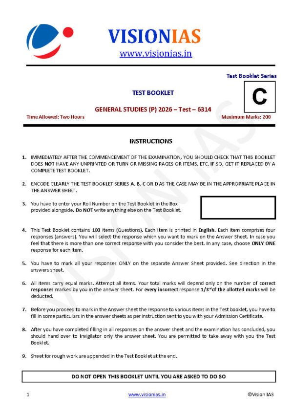Vision IAS GENERAL STUDIES [P]  ( Ancient Indian History , and Culture And Medieval India   ) Test -5 (6314 ) 2026 | English | B&W - Image 3