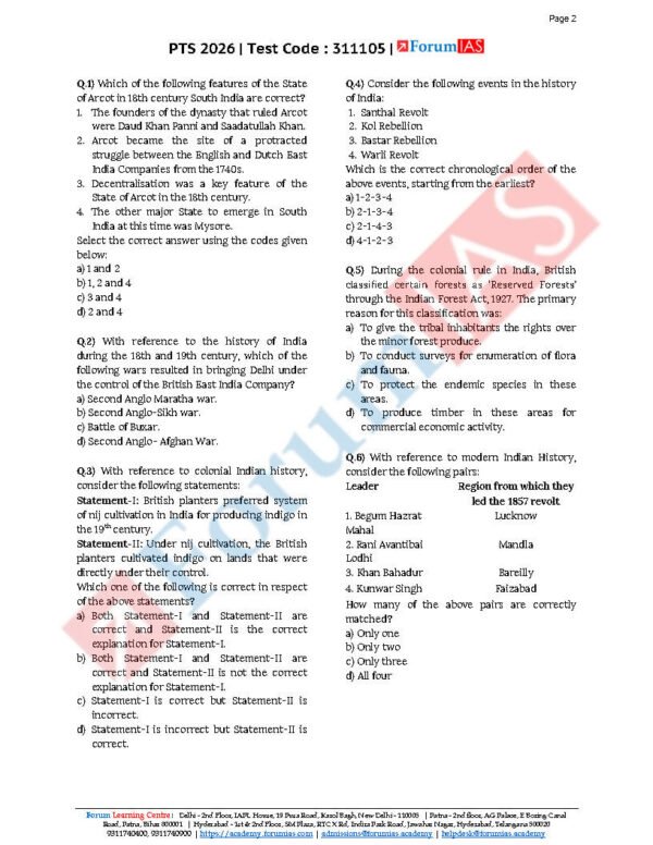 FORUM IAS GENERAL STUDIES ( Modern History  ) Test -5 ( L-1 ) 2026 | English | B&W - Image 2