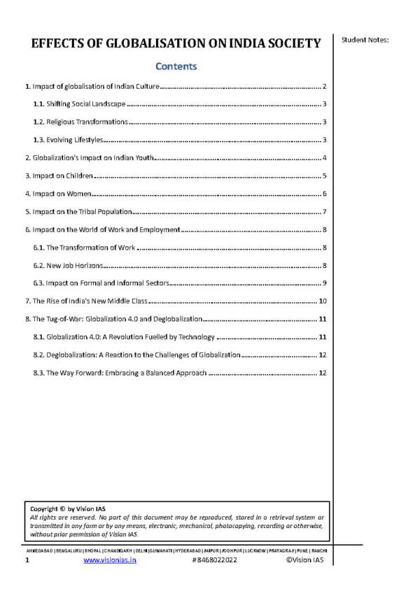Vision IAS Indian Society And Social Justice   ( Updated Value Addition Material ) 2024| English | B&W - Image 2