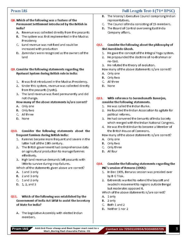 PRAM IAS Samadhan Batch  ( 71st BPSC Prelim Test ) Full length Test -1  2025 | English | B&W - Image 2