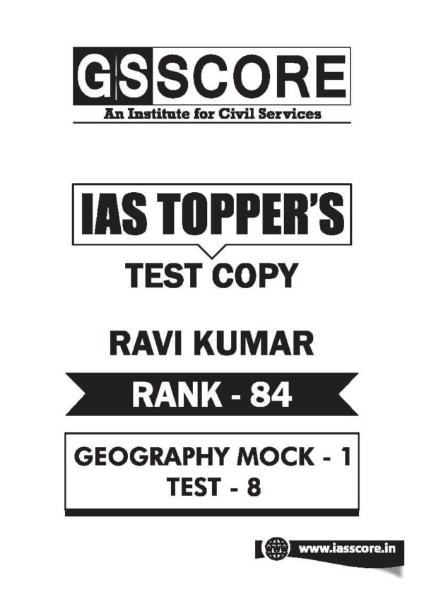 TOPPER'S ANSWER BOOKLET ( Geography Optional ) BY RAVI KUMAR ( AIR - 84, 2020 ) | English | B&W - Image 3