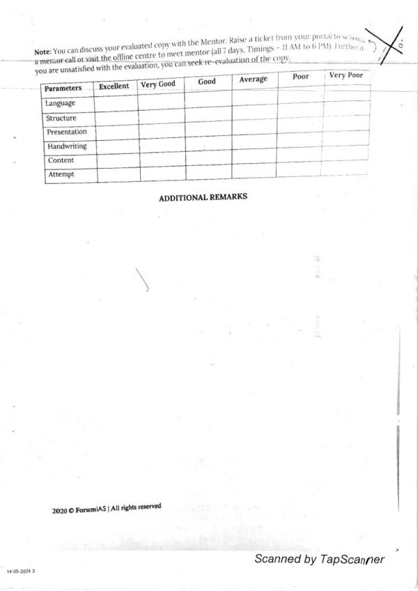 FORUM IAS Topper's Answer Copy ( GS -1 , GS - 2 , GS-3 , GS-4 ) Shruti Sharma  AIR -1 | English | B&W - Image 4