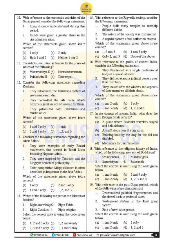 PERUSAL GS TEST BOOKLET ( 71th BPSC PRELIMS ) Ancient  Medieval History  & Art And Culture | Test - 9   |   2025 | English | B&W - Image 3