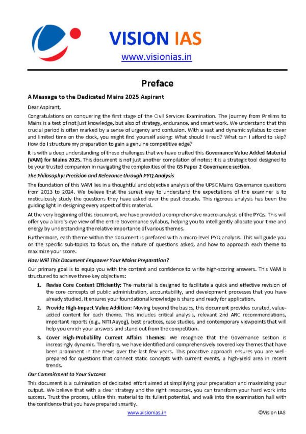 VISION IAS VALUE ADDED MATERIAL MAINS  ( Governance  ) 2025 | English | B&W - Image 3