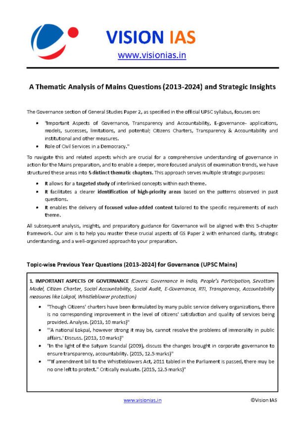 VISION IAS VALUE ADDED MATERIAL MAINS  ( Governance  ) 2025 | English | B&W - Image 2