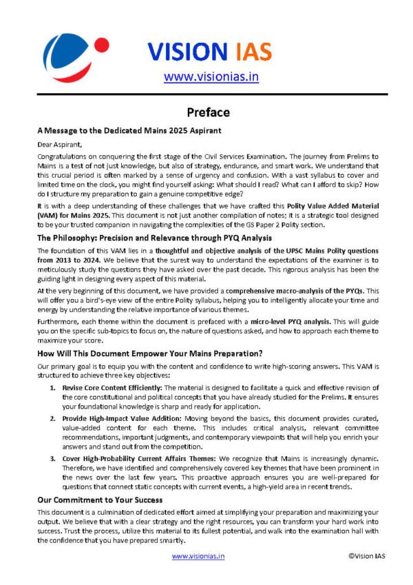 VISION IAS VALUE ADDED MATERIAL MAINS  ( Polity  ) 2025 | English | B&W - Image 4