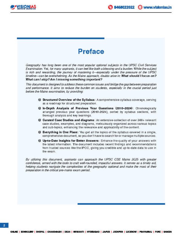 VISION IAS VALUE ADDED MATERIAL MAINS  ( Geography Optional  Paper -1 ) 2025 | English | B&W - Image 2