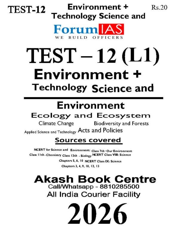 FORUM IAS GENERAL STUDIES ( Technology Science and Environment + Environment Ecology and Ecosystem ) Test -12 ( L-1 ) 2026 | English | B&W - Image 4