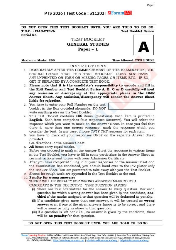 FORUM IAS GENERAL STUDIES ( Polity -II Constitutional  ) Test -15 ( L-2 )[ 2 ]  2026 | English | B&W - Image 3