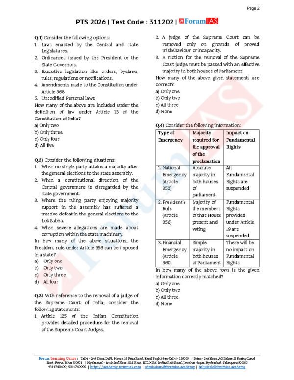 FORUM IAS GENERAL STUDIES ( Polity -II Constitutional  ) Test -15 ( L-2 )[ 2 ]  2026 | English | B&W - Image 4