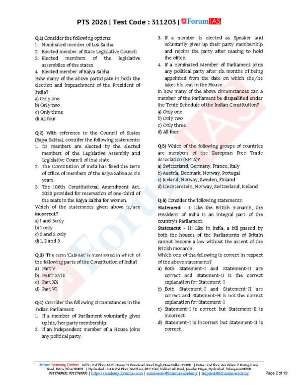 FORUM IAS GENERAL STUDIES ( Polity -III Constitutional  ) Test -16 ( L-2 )[ 3 ]  2026 | English | B&W - Image 4