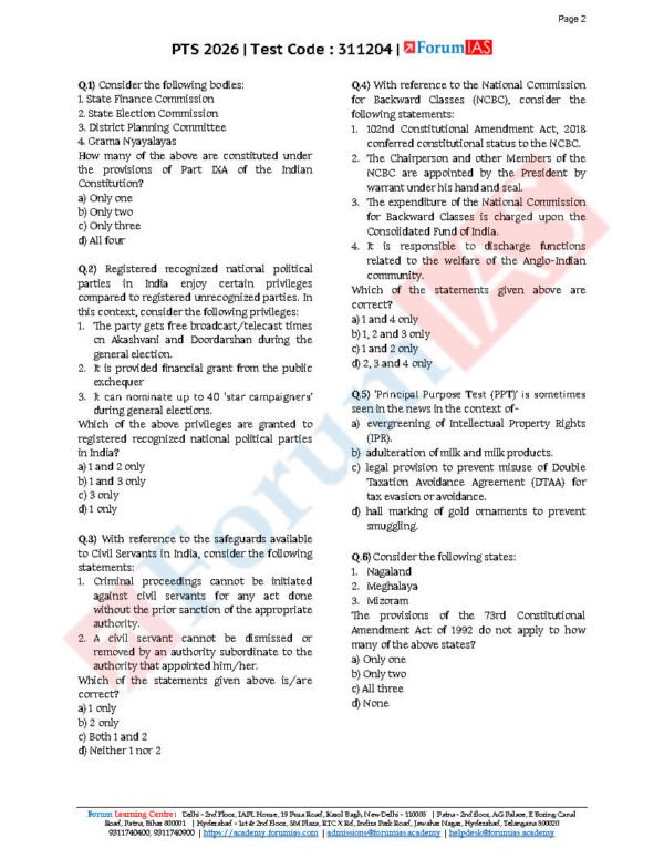 FORUM IAS GENERAL STUDIES ( Polity -IV Constitutional  ) Test -17 ( L-2 )[ 4 ]  2026 | English | B&W - Image 4