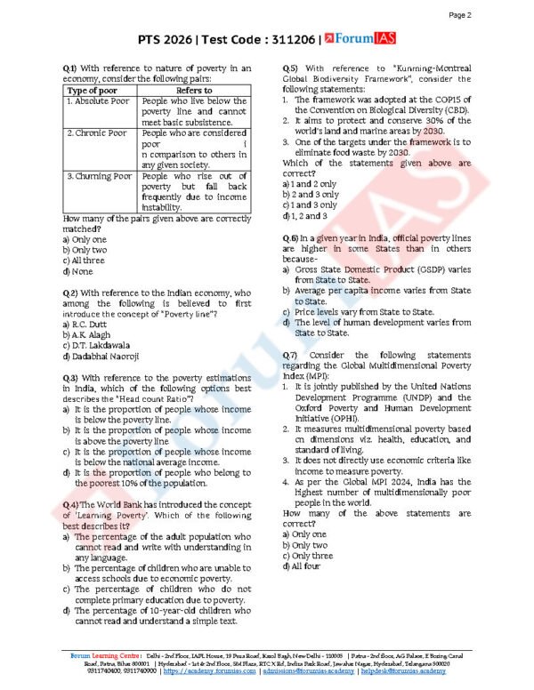 FORUM IAS GENERAL STUDIES ( Economy - 2 ) Test -19 ( L-2 )[ 6 ]  2026 | English | B&W - Image 4