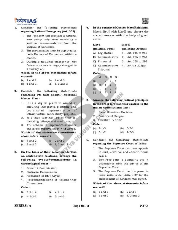 DHYEYA IAS [  UPPSC ( PT ) Test ] ( Test - 1 ) Bilingual | 2025 | B&W - Image 4