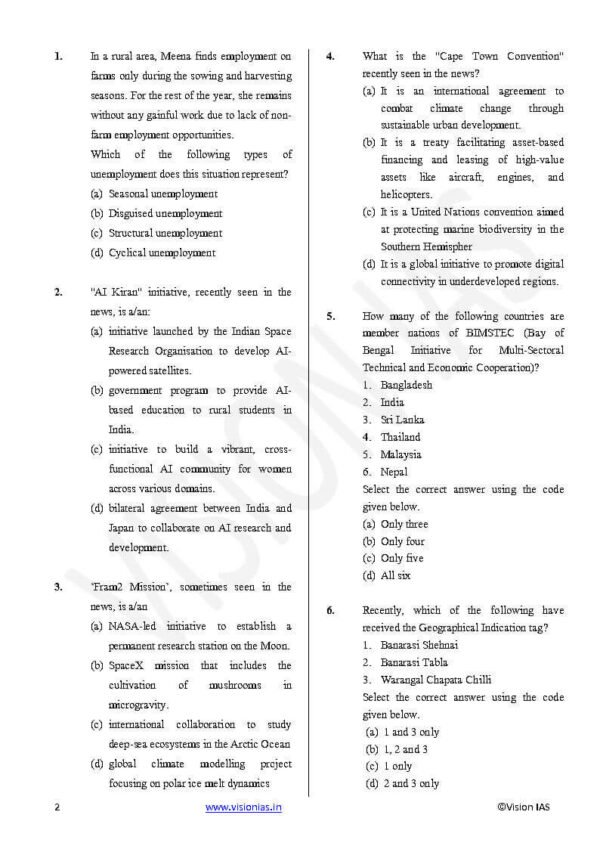 Vision IAS GENERAL STUDIES [P] ( Ecology & Environment ) Test -8 (6317 ) 2026 | English | B&W - Image 2