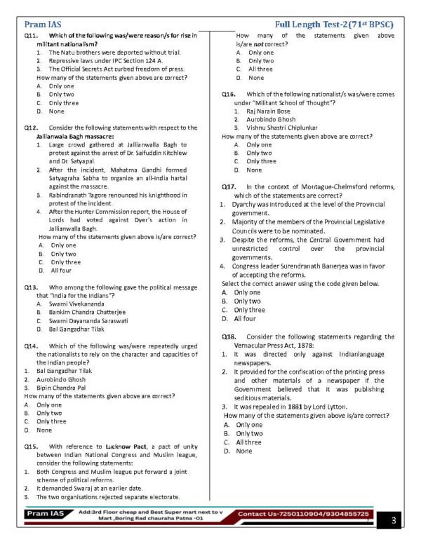 PRAM IAS Samadhan Batch ( 71st BPSC Prelim Test ) Full length Test -2 2025 | English | B&W - Image 3