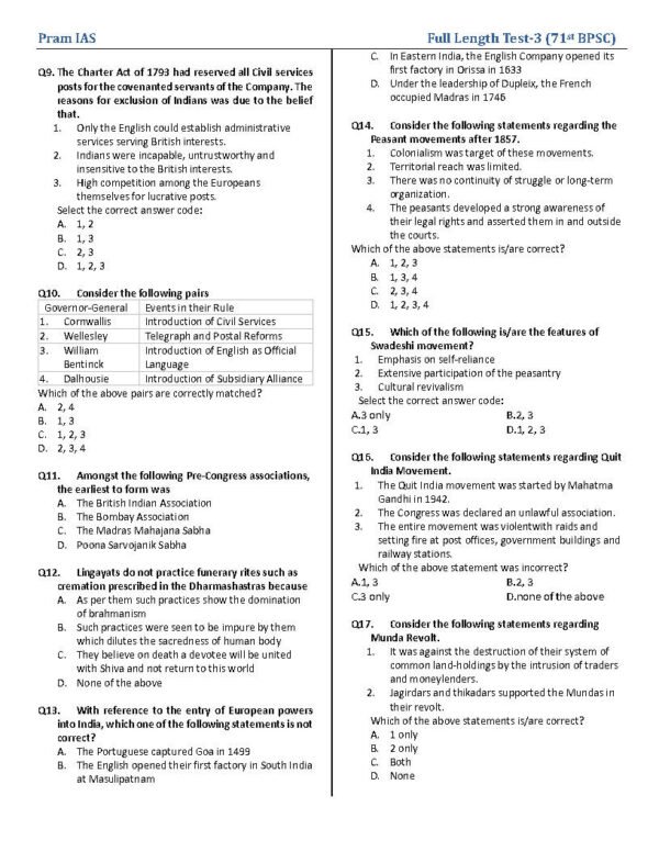 PRAM IAS Samadhan Batch ( 71st BPSC Prelim Test ) Full length Test -3 2025 | English | B&W - Image 4