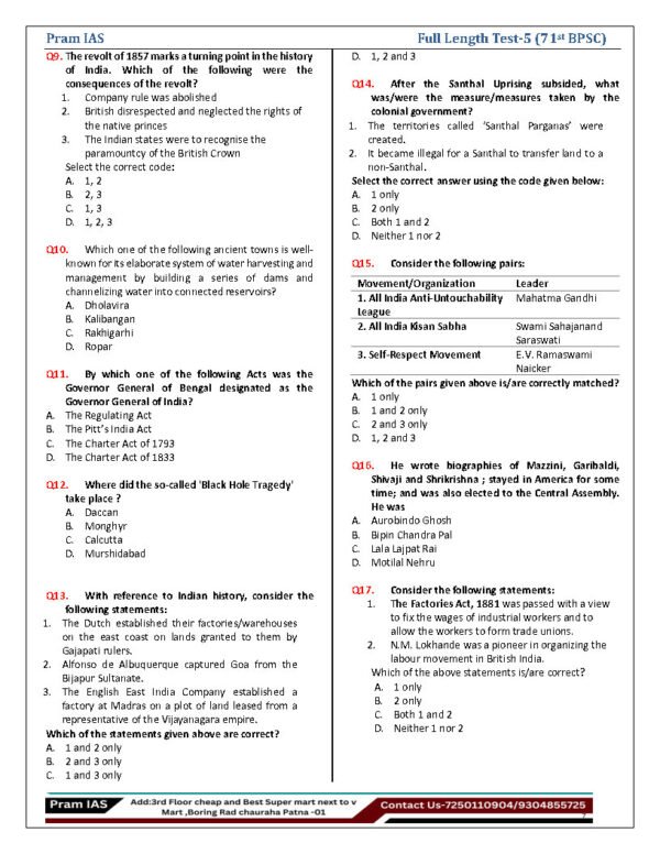 PRAM IAS Samadhan Batch ( 71st BPSC Prelim Test ) Full length Test -5 2025 | English | B&W - Image 4