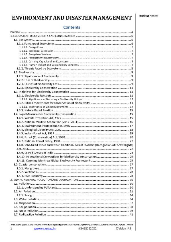 Vision IAS Environment & Disaster Management  ( Value Added Material Mains ) 2025 | English | B&W - Image 3